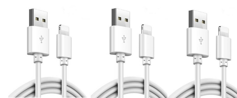 3 Pack 3/6/10Ft USB Cable Heavy Duty For Iphone 7 plus 6 5 Charger Charging Cord