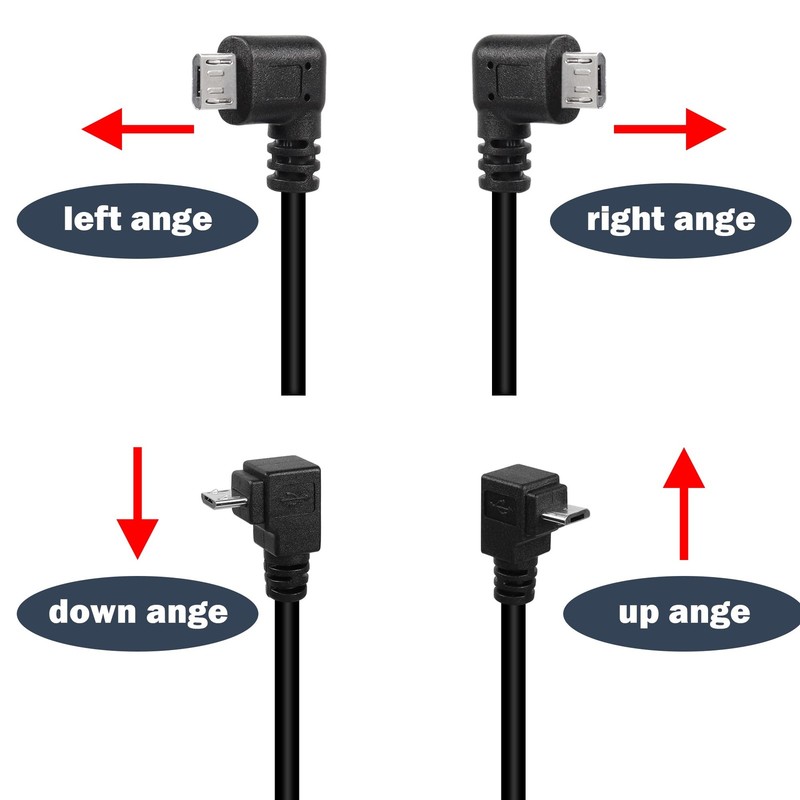 90 Micro USB Panel Flush Mount Waterproof Extension Cable 28cm 11in Left Bend gallery