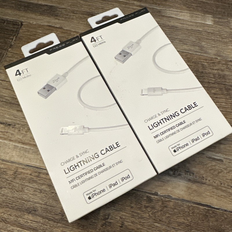 2-Pack Charge & Sync USB-Lightning Cable 4FT Apple iPhone iPad White NEW gallery