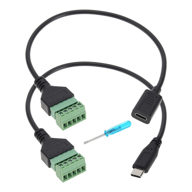 2PCS USB Terminal Block Connector Solderless Pluggable -/Female to 5 Pin Scre…