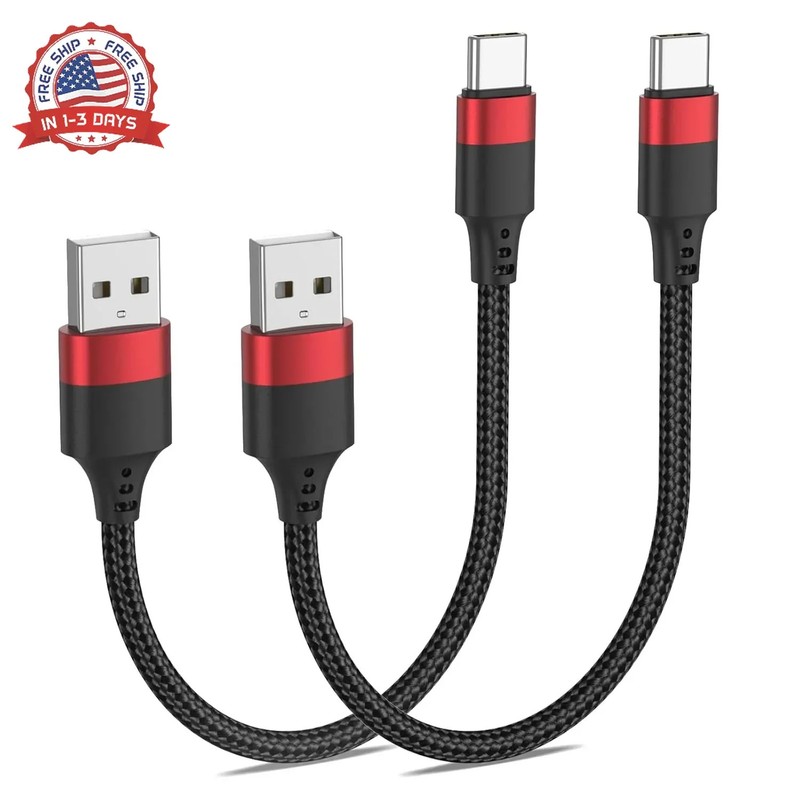 6 Inch USB to USB C Cable, 2 Pack Short Fast Charging Cord Type C, 0.5ft USB A t