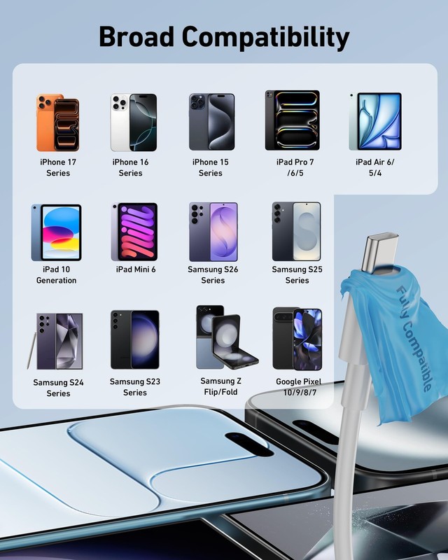 Car Carplay Cable for iPhone 17/17 //17e/16/15 Max/Plus Cable, 2Pack USB A to... gallery