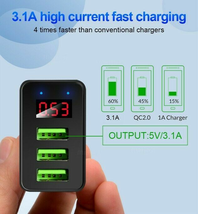 Lot of 3-Port Fast Quick Charger 3.0 USB Hub Wall Charging Block Power Adapter gallery