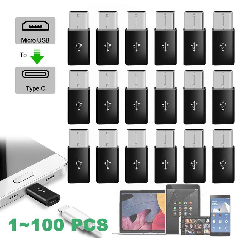 Micro USB Female to Type C Male Adapter Converter Micro-B to USB-C Connector LOT