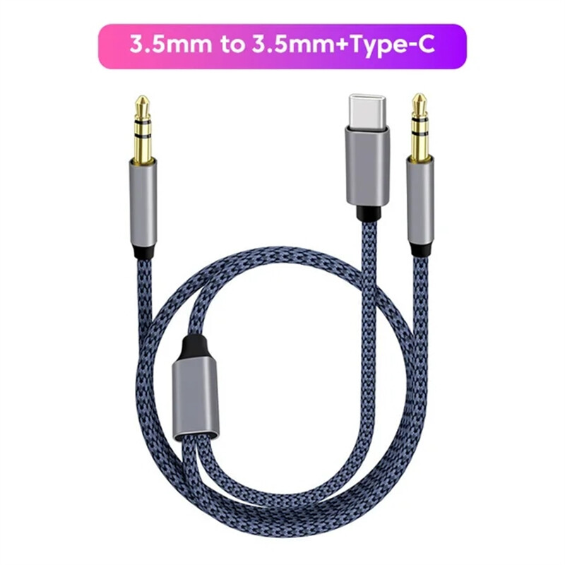 2 in 1 3.5mm to Type-C 8Pin iOS DAC AUX Audio Nylon Braided Cord Cable For Phone gallery