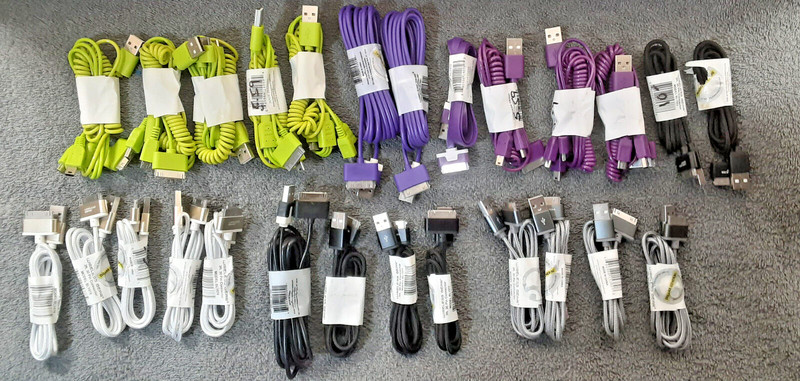 26 Wireless Gear Colored Cell Phone Cords (USB to Multiple Adapter Ends) New