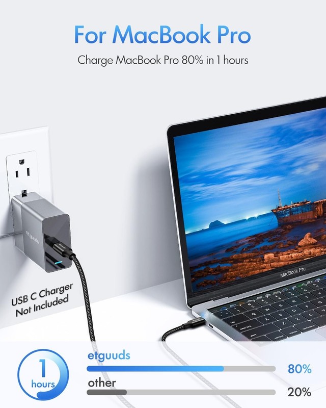 Heavy Duty 10ft USB-C to USB-C Cable - Rapid 60W Charging, Tangle-Free Design gallery