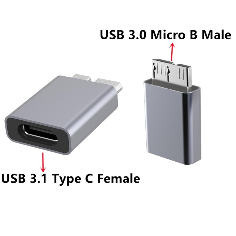 Mini USB-C 2.0 To Micro B USB 3.0 Port Adapter Data Plug Hard Drive Connecter gallery