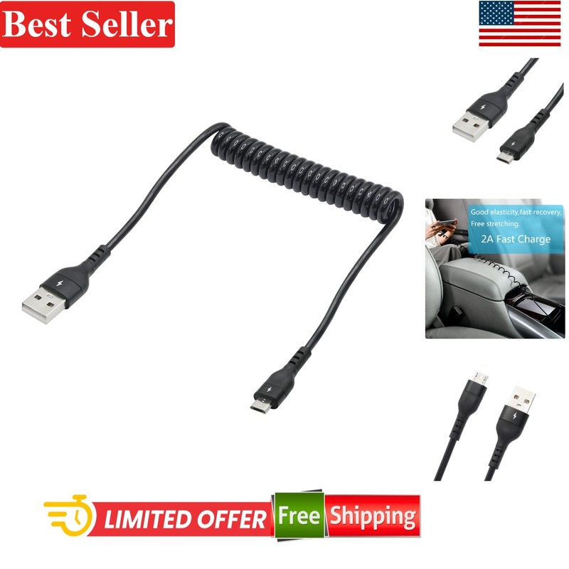 Stretchable 1-2FT Micro USB Charging Cable – Durable and Portable Design
