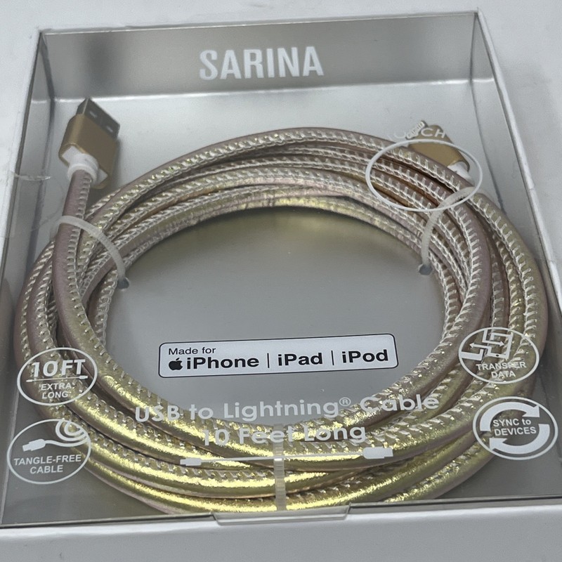 USB To Apple Ports Cable 10 Feet, Gold Fast Charging For iPhone, iPad, iPod New gallery