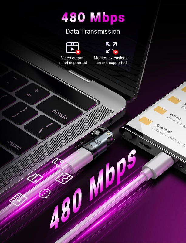 USB C Magnetic Adapter PD 240W2Pack, 9PIN USB C 90 Degree Adapter/C Right Ang... gallery
