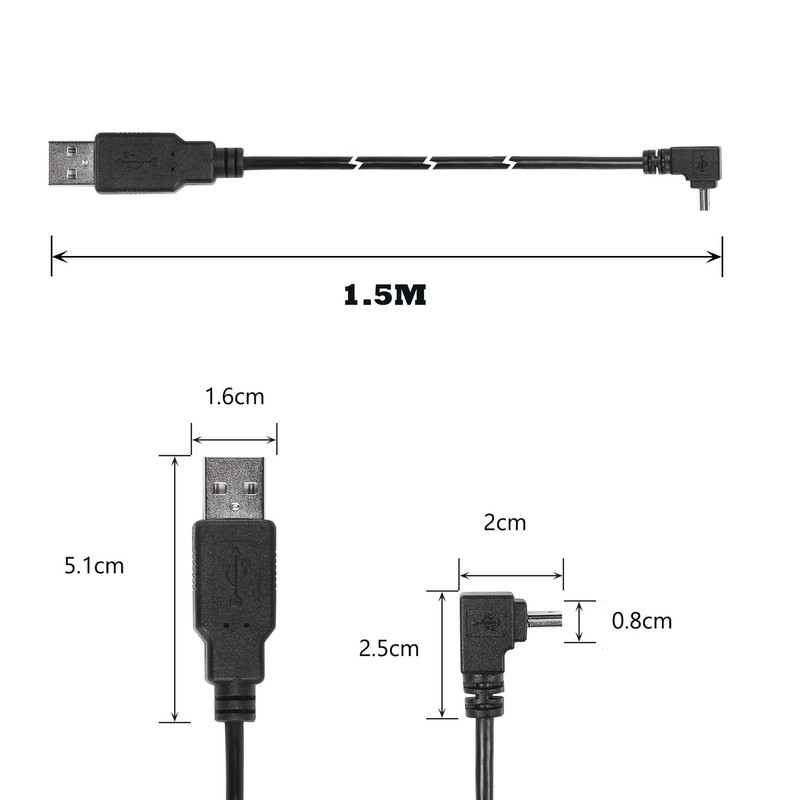 90 Degree Mini USB to USB 2.0 Extension Cable Mini 5pin USB B Male Right Angl... gallery