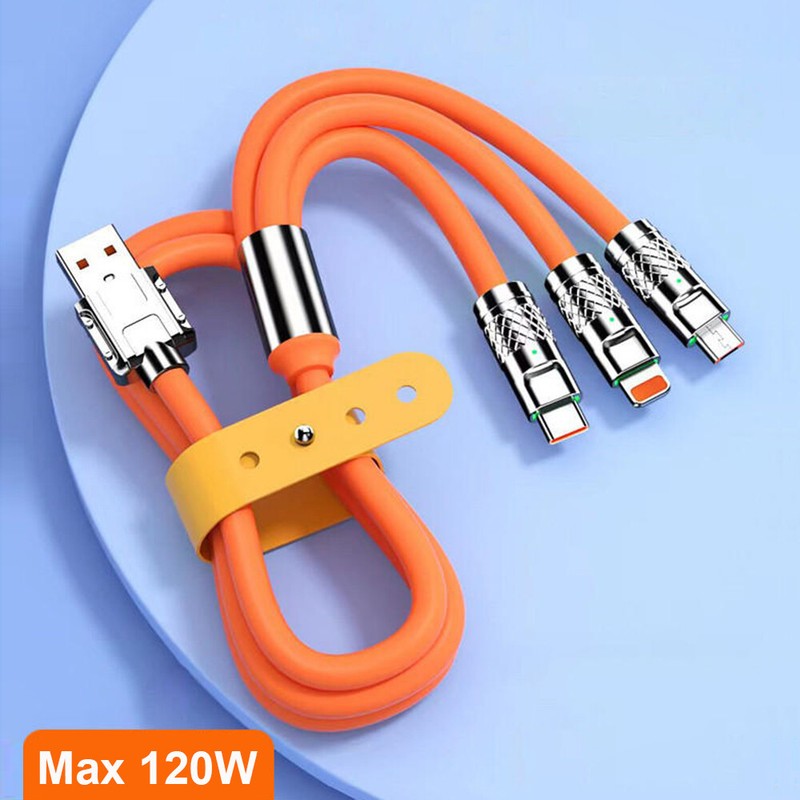 3 in 1 Max 120W 6.0 FT Fast Charging Cable USB Universal Cell Phone Charger Cord gallery