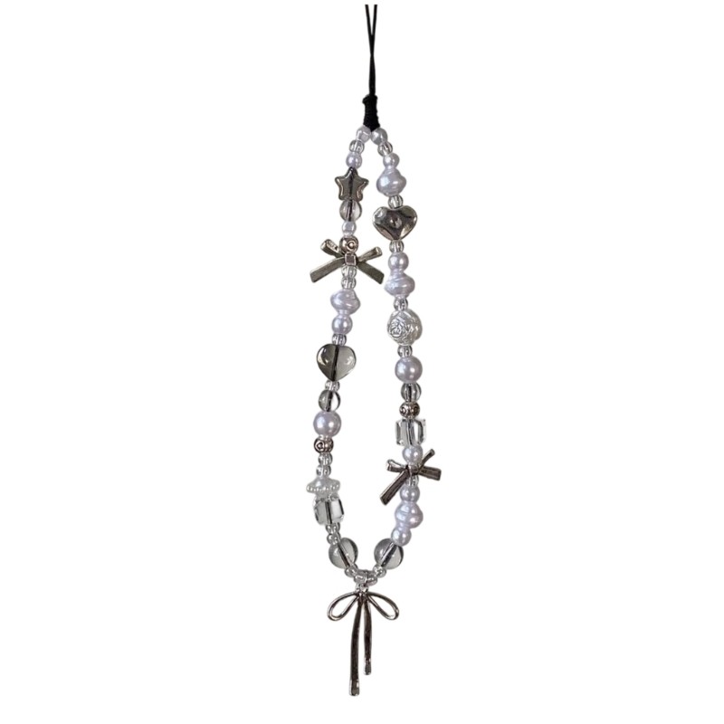 Elegant Silver Charm Phone Lanyard Secure Strapped For Devices