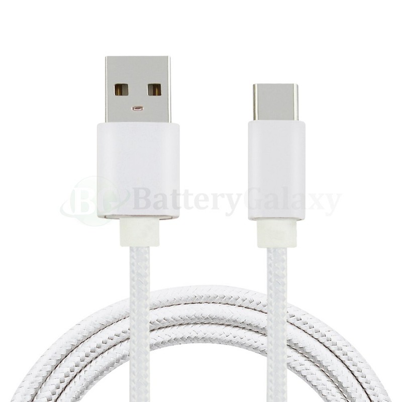 Fenzer Cable [2-Pack, 10ft] Premium Nylon USB A to Type C Charger Cable WHITE gallery