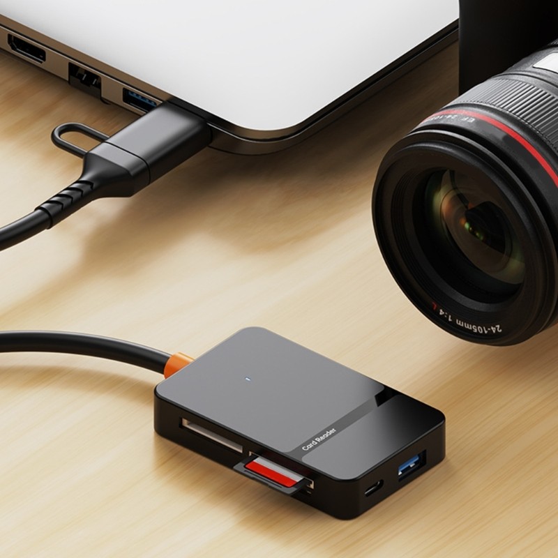 8 in 1 Multiple Card Reader OTG Function for Laptops Devices USB A C Port gallery