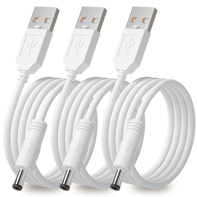 3-Pack 4ft USB 2.0 A Type Male to DC 5.5 x 2.1mm DC 5V Power Plug Connector C...