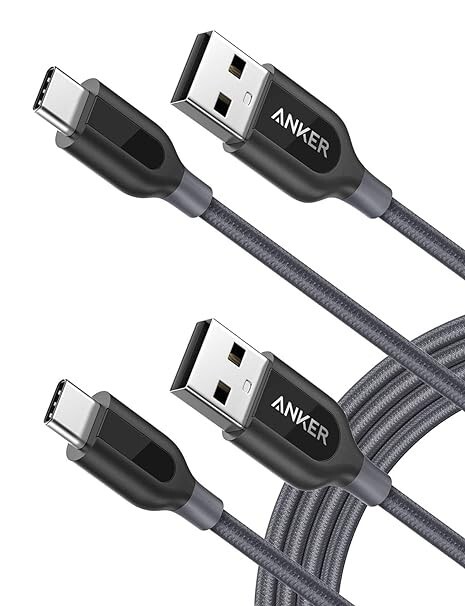 Anker [2-Pack 6ft] Powerline+ USB-C to USB-A 2.0 Nylon-Braided Charging Cable
