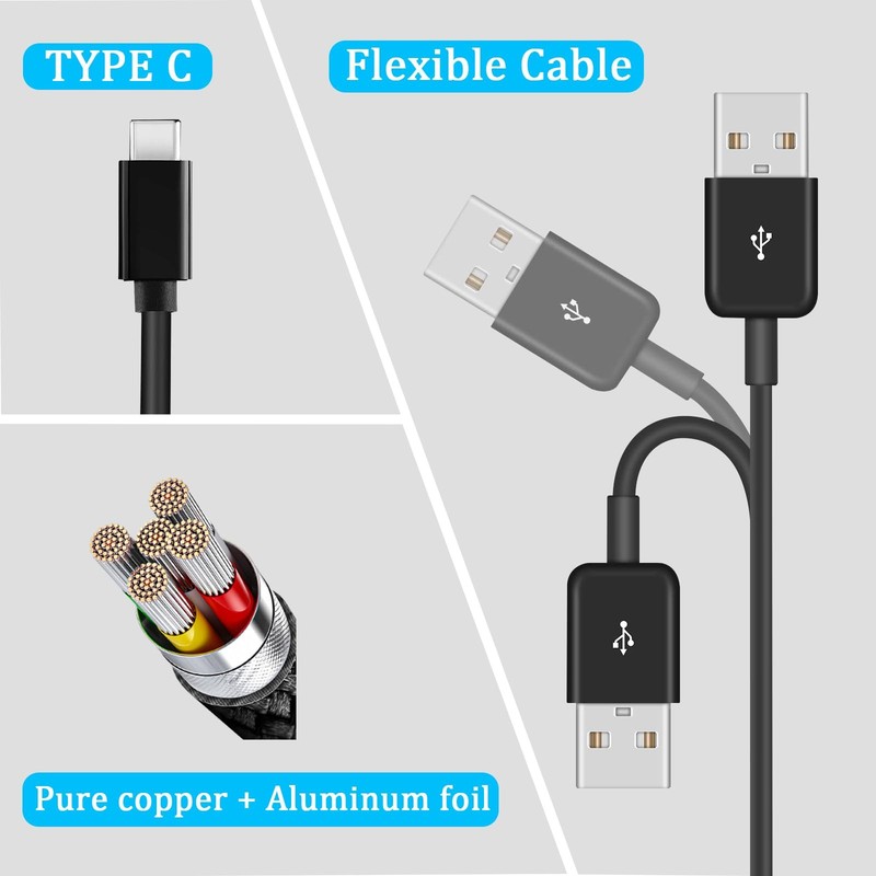 Black USB C Splitter Cable 4 In 1 Multi Charging 2.0 A Male To C 3.28 Ft Cord gallery