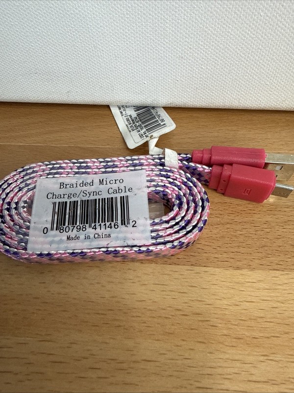 7-Eleven Braided Micro USB Charge & Sync Cable - Pink, Purple & White - 3.2ft gallery