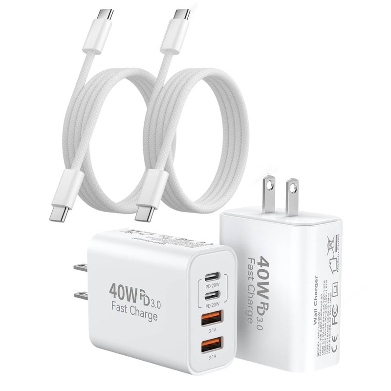 iPhone 16 Pro Max USB-C Charger Cord 2 Pack 3FT Fast Charging Wall Plug