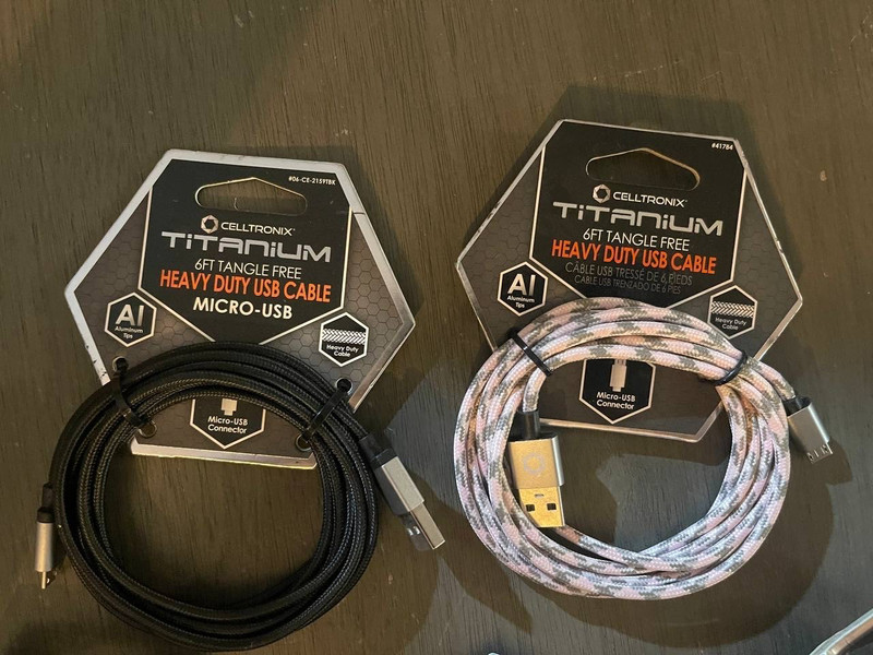 Lot 6 Micro USB Celltronix Pugs Titanium Hi-vis 6Ft No Tangle Heavy Duty OC7 gallery