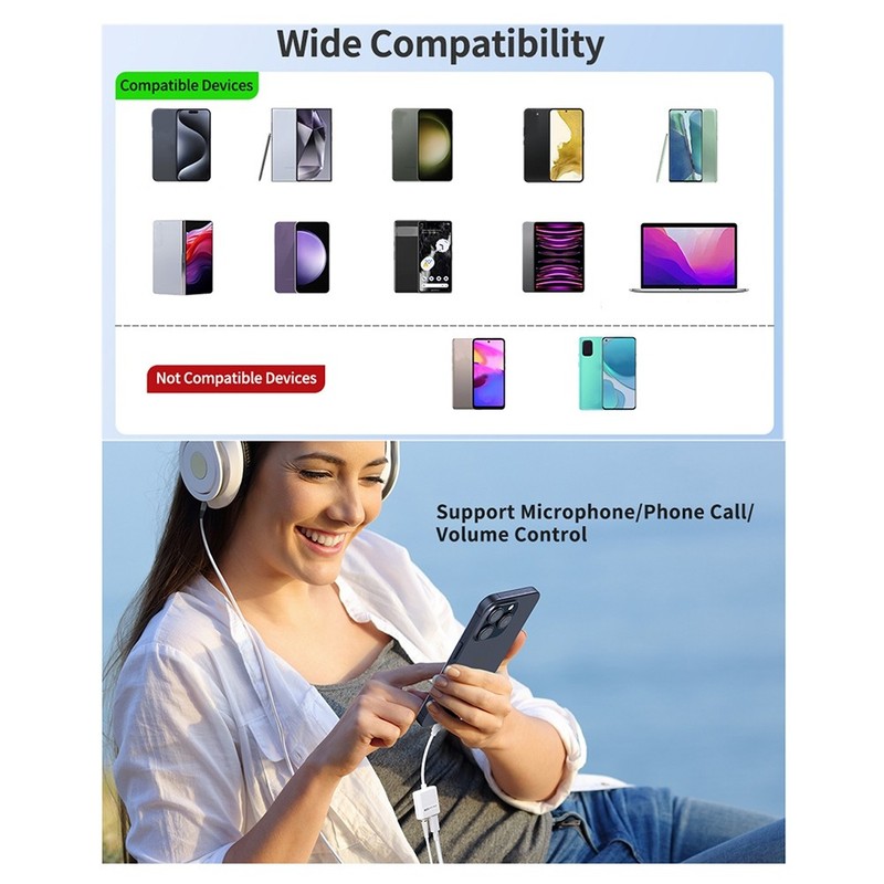 USB-C Audio Charging Adapter to 3.5mm 60W PD Type C Aux Converter Z4P7 gallery