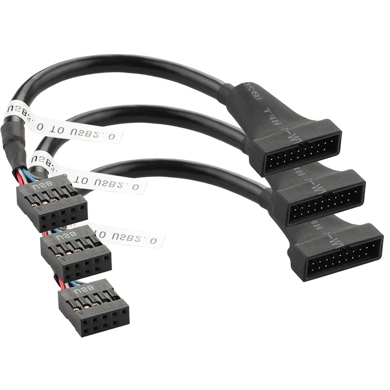 3 PCS USB 3.0 To 2.0 Header Adapter Cable 19Pin Male To 9Pin Female 0.5Feet