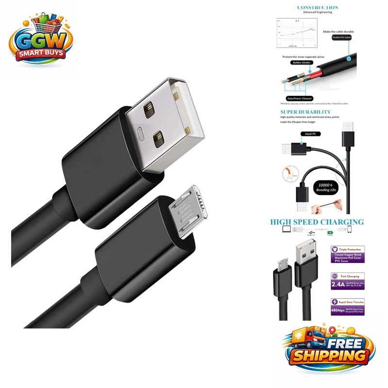 High-Speed 10FT Micro USB Charging Cable for Kindle Fire & Android Devices