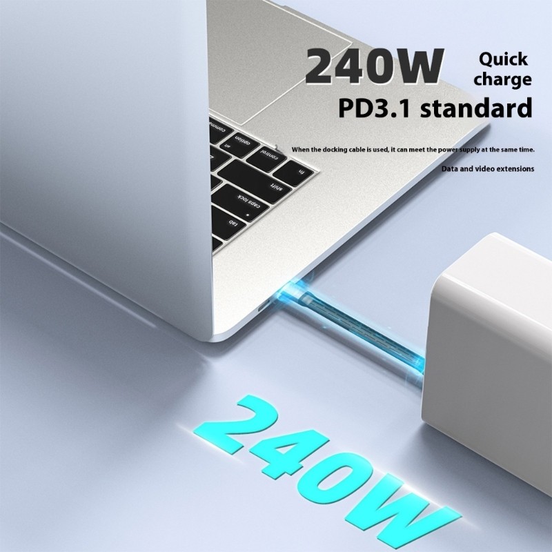Flat Flexible USB A C Charging Cable 15cm 40Gbps Transfer 240W Quick Charging