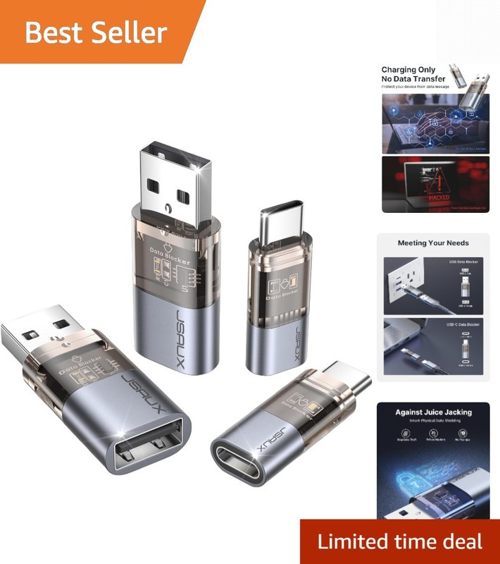 USB Data Blocker & USB C Data Blocker 4 Pack, Charge Only Adapter, Juice Jack…