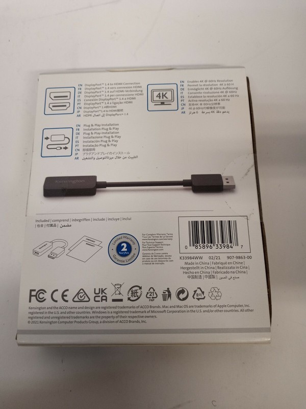 Kensington VP4000 4K Video Adapter K33984WW NEW gallery