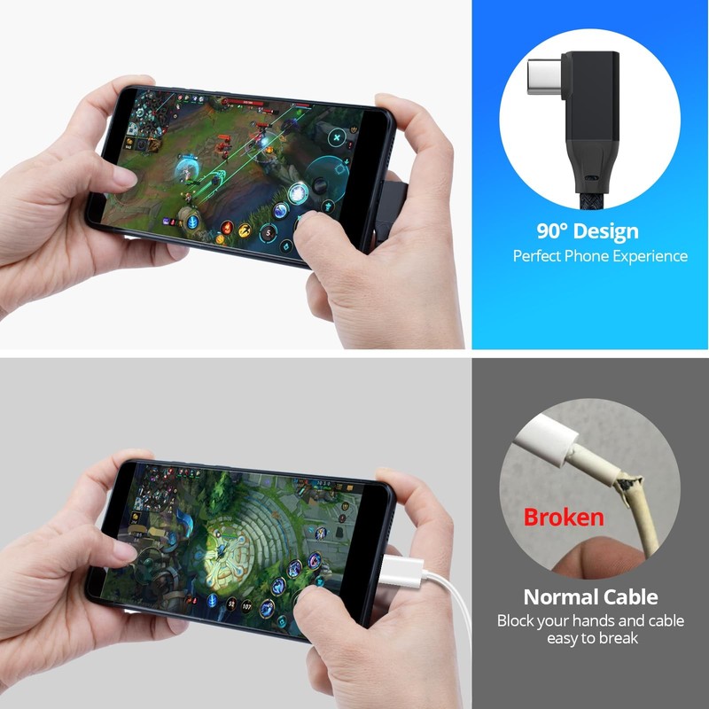 USB C Right Angle Cable 100W 15ft 2Pack, 4K Video Long USBC to USBC 3.2 Gen2x... gallery