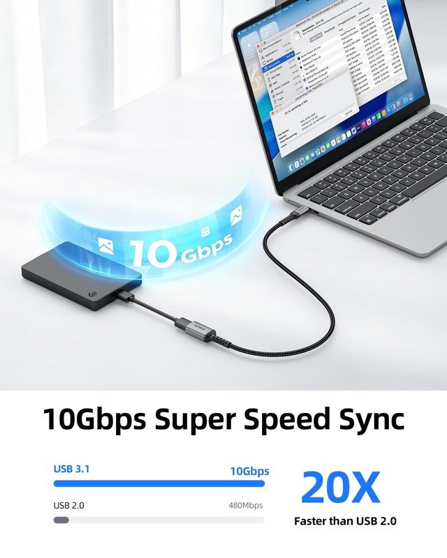 USB Female to USB C Male Cable 1.5FT 2Pack, USB C to USB A Adapter 10Gbps gallery