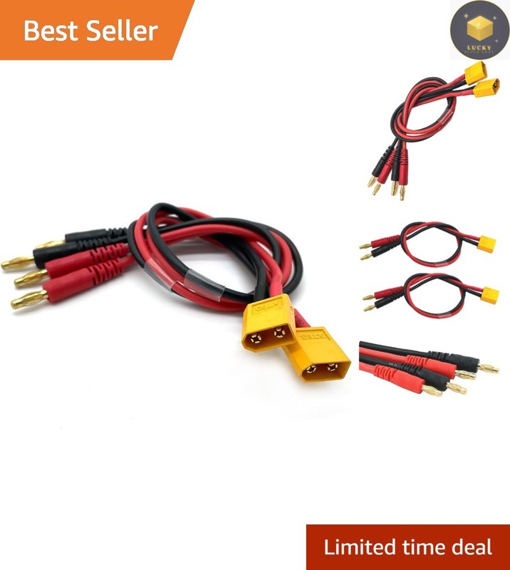 High-Performance XT60 to 4mm Banana Plug Charge Cables – Pack of 2, Tangle-Free