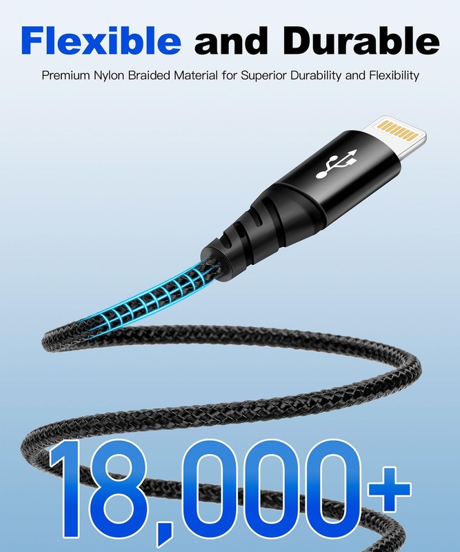Multi Charging Cable [2Pack 6ft] Fast USB Charger Cord 3.5A 6 feet, Black gallery