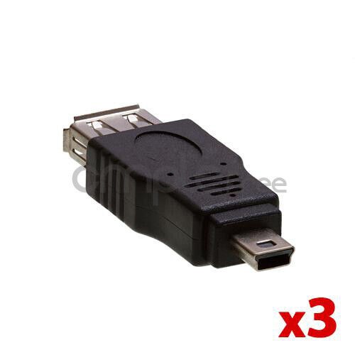 3 Pack USB 2.0 Female to Mini 5Pin Male Converter Extension Adapter