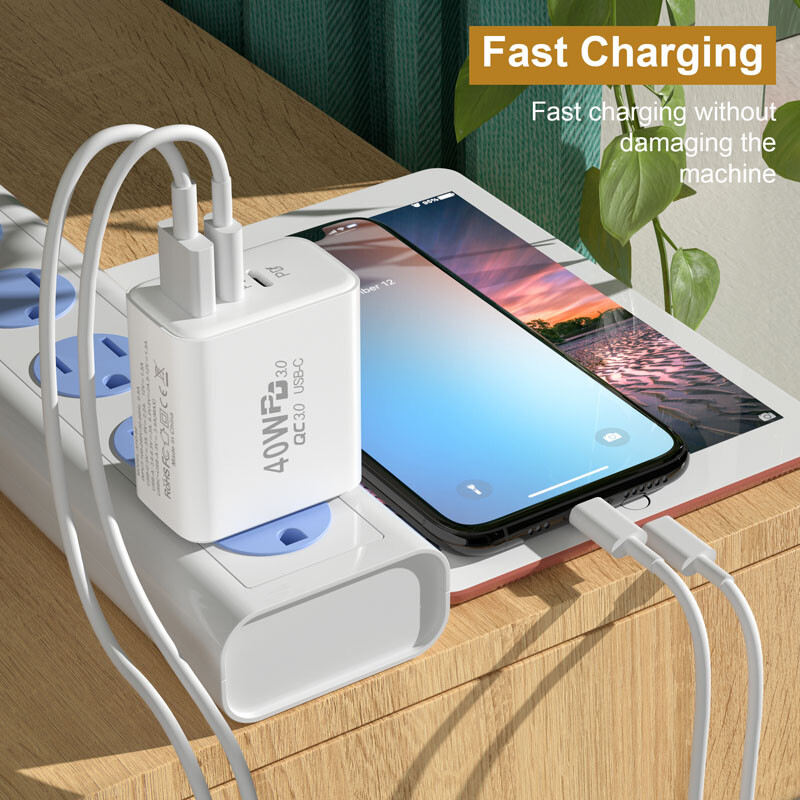 For iPhone 17/16 Pro iPad Fast Charger 40W Double PD USB C Adapter Type C Cable gallery