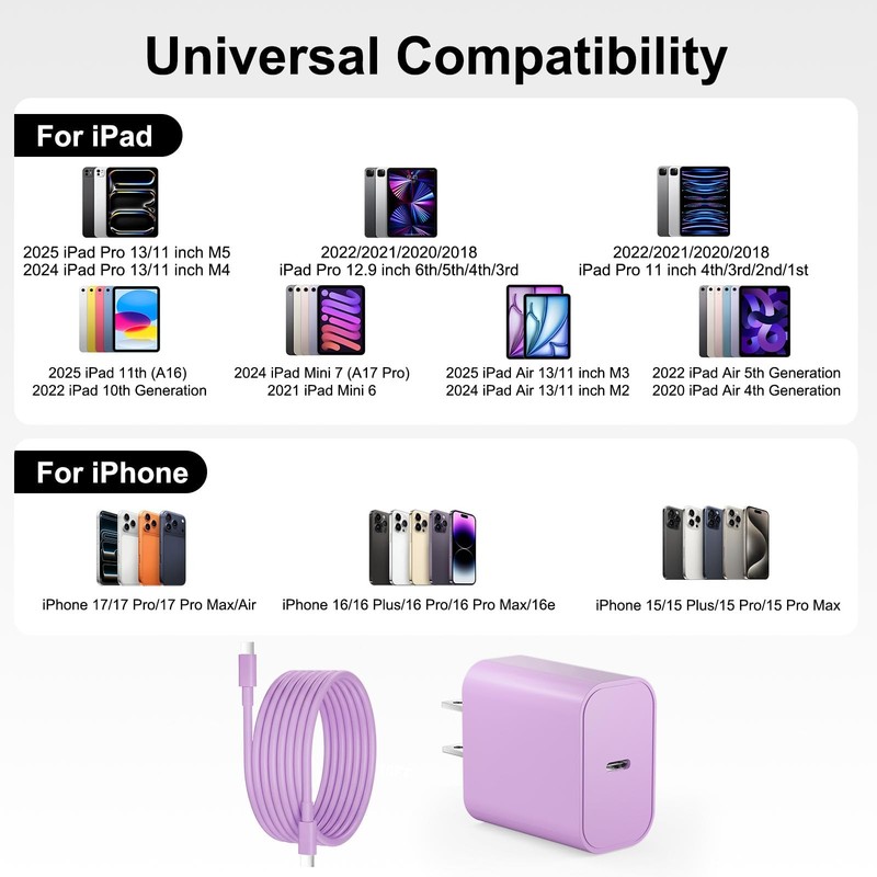 iPad Charger Fast Charging, 20W USB Charger Block with 10FT USB to Cable for ... gallery