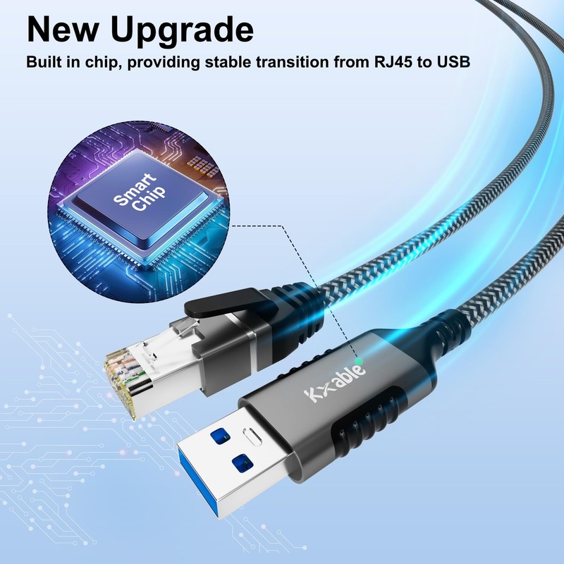 USB to Ethernet Cable 8 FT, 3.0 A Male to RJ45 Male Cord, Directly Connected,... gallery