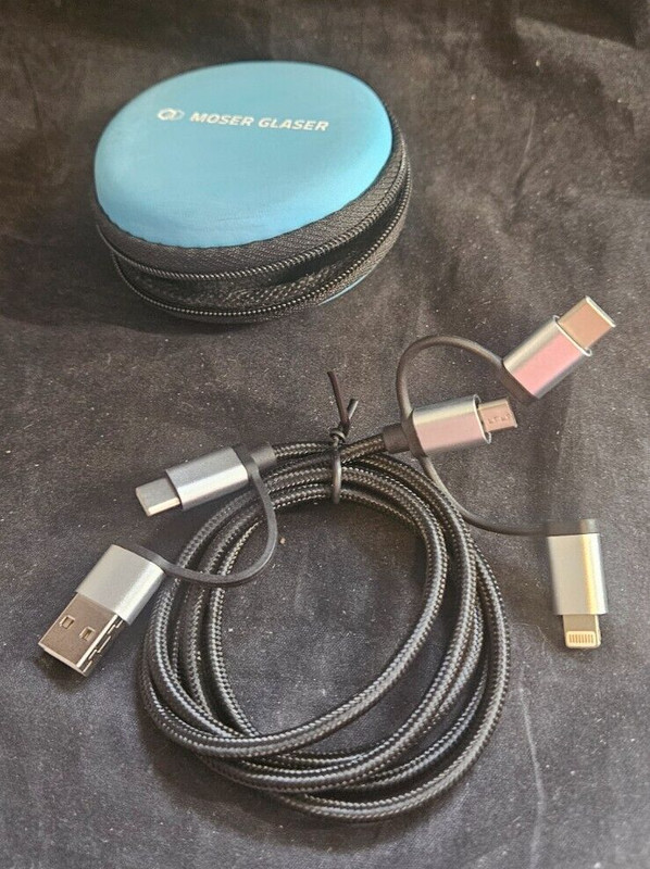 Nylon Braided 3 in 1 Multi USB to USB/ USB-c Fast Charging-3' (15041- 15042,99)