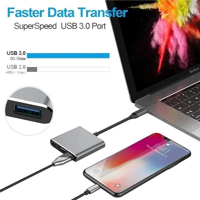 USB C HUB 3in1 Type C 3.0 to HDMI-compatible Docking Station PD Fast Charge 1PC gallery