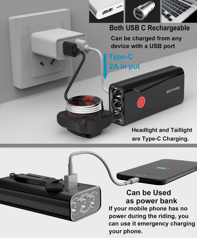 Bike Lights for Night Riding, 6400 mAh Bicycle Light Front and Rear, USB C Re... gallery