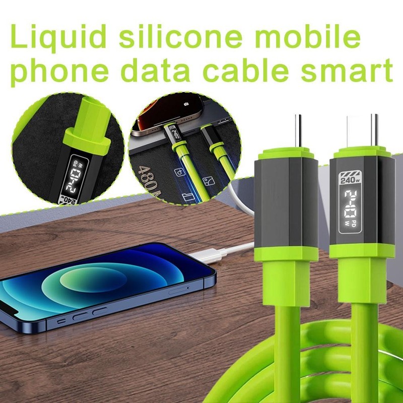 240w Super Fast USB Type-C Charging Silicone Phone Charger Lead with Display gallery