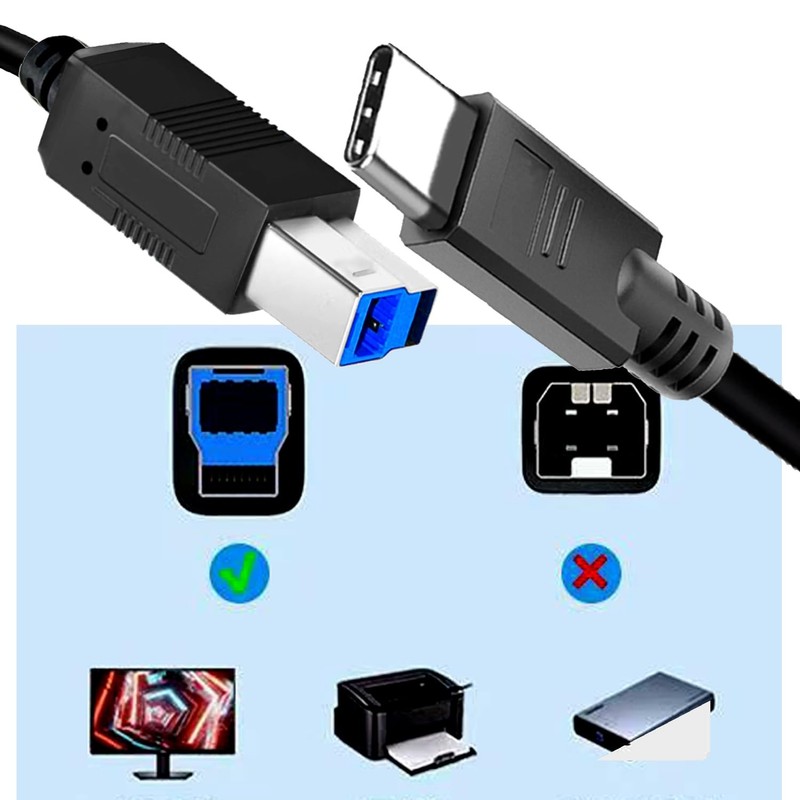 USB C To USB B 40FT Cable 3.0 Type C Compatible Docking Station Scanner gallery