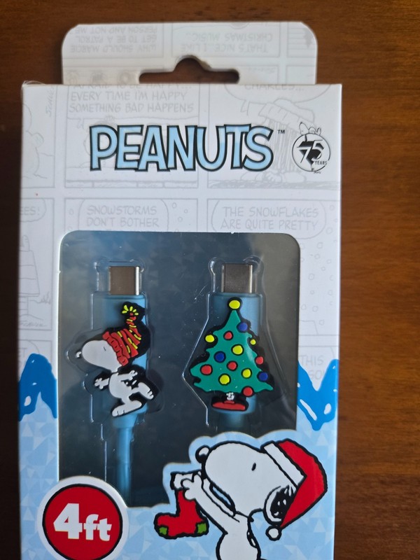 Peanuts Snoopy USB Cable 4ft Holiday 75th Anniversary Christmas Stocking Tree gallery