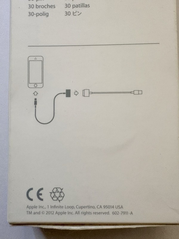 Apple Lightning to 30-Pin Adapter White MD824ZM/A Genuine, Unused Open Box Qty:1 gallery