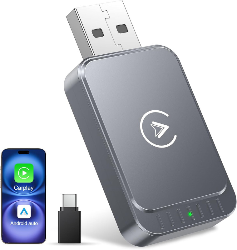 AuroraLink Wireless Carplay Adapter for Apple iPhone & Android Auto 2-in-1 Fast