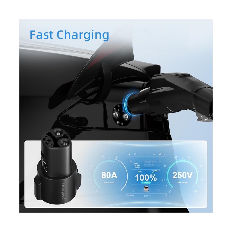 FOCSPROD J1772 to Tesla Charger Adapter, Max 80A 250V Fast Charging J1772 to ... gallery