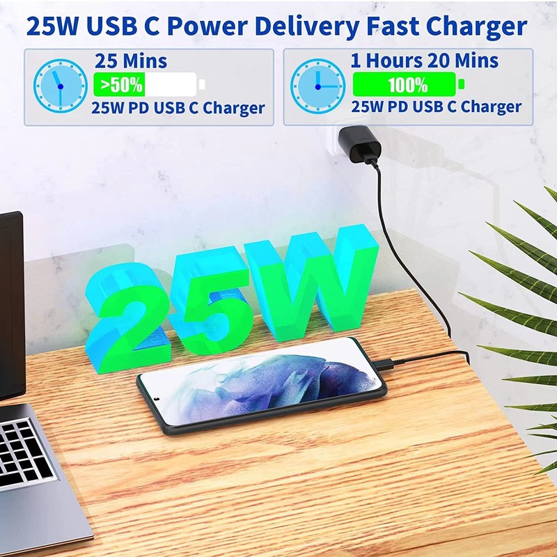 3PACK 25W Type C USB-C Cable Super Fast Wall PD Charger For Samsung Galaxy S20 gallery